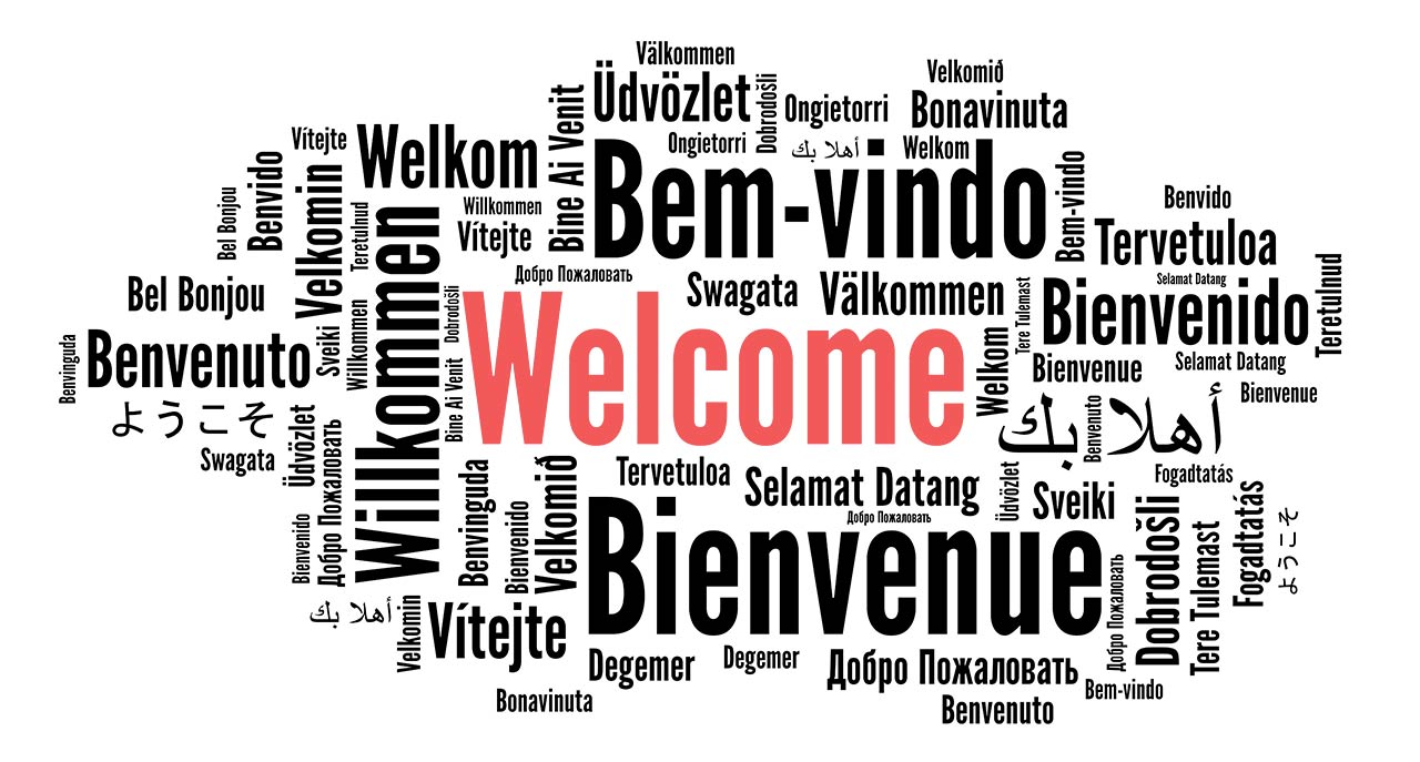 Different language saying welcome