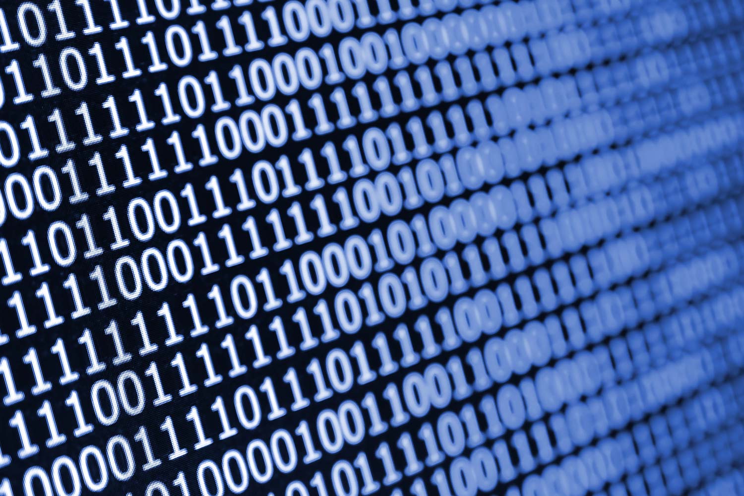 Binary system 1s and 0s on a screen