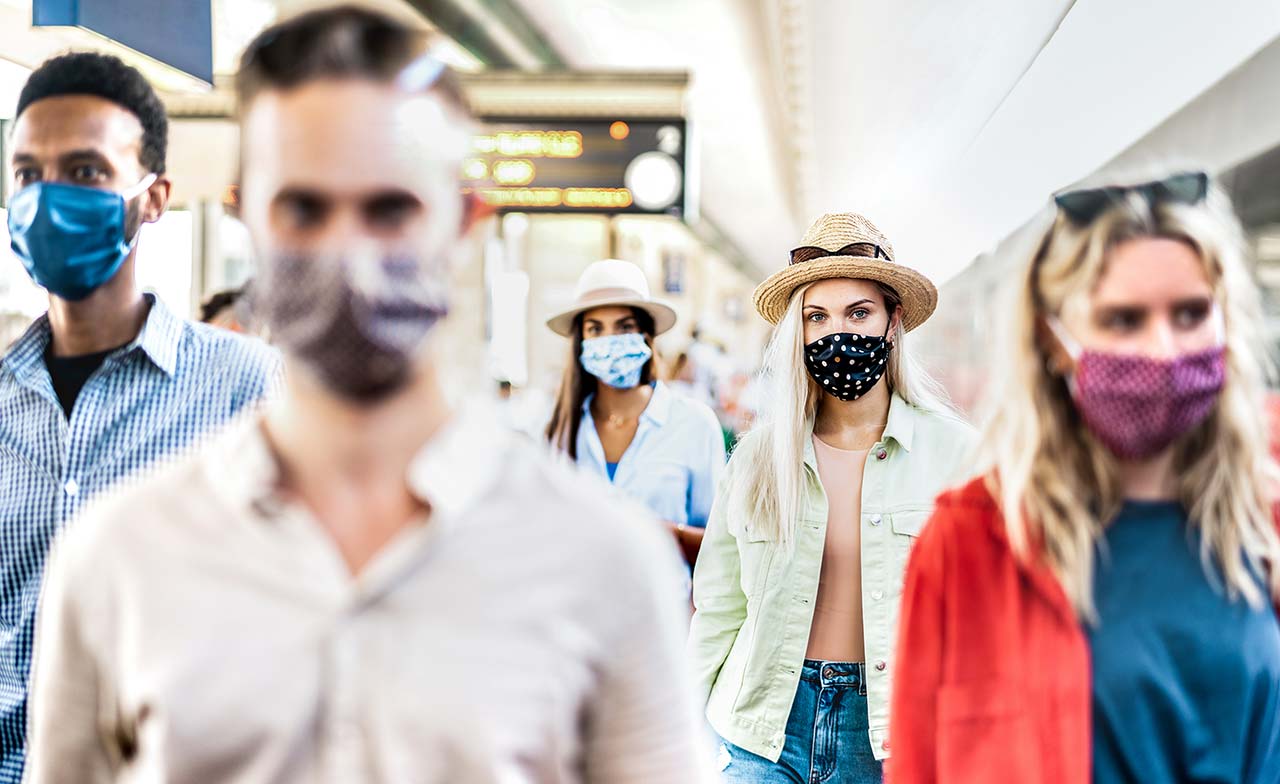 People wearing masks in public to avoid viruses